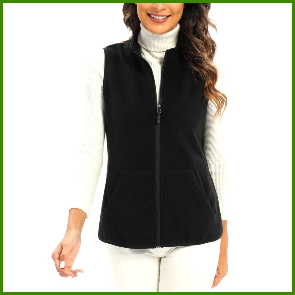 Women's Fleece Vest with 6 Pockets, Lightweight Fashion